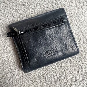 Buxton Black Genuine Leather Trifold Wallet Coin Pouch ID Window Minimal